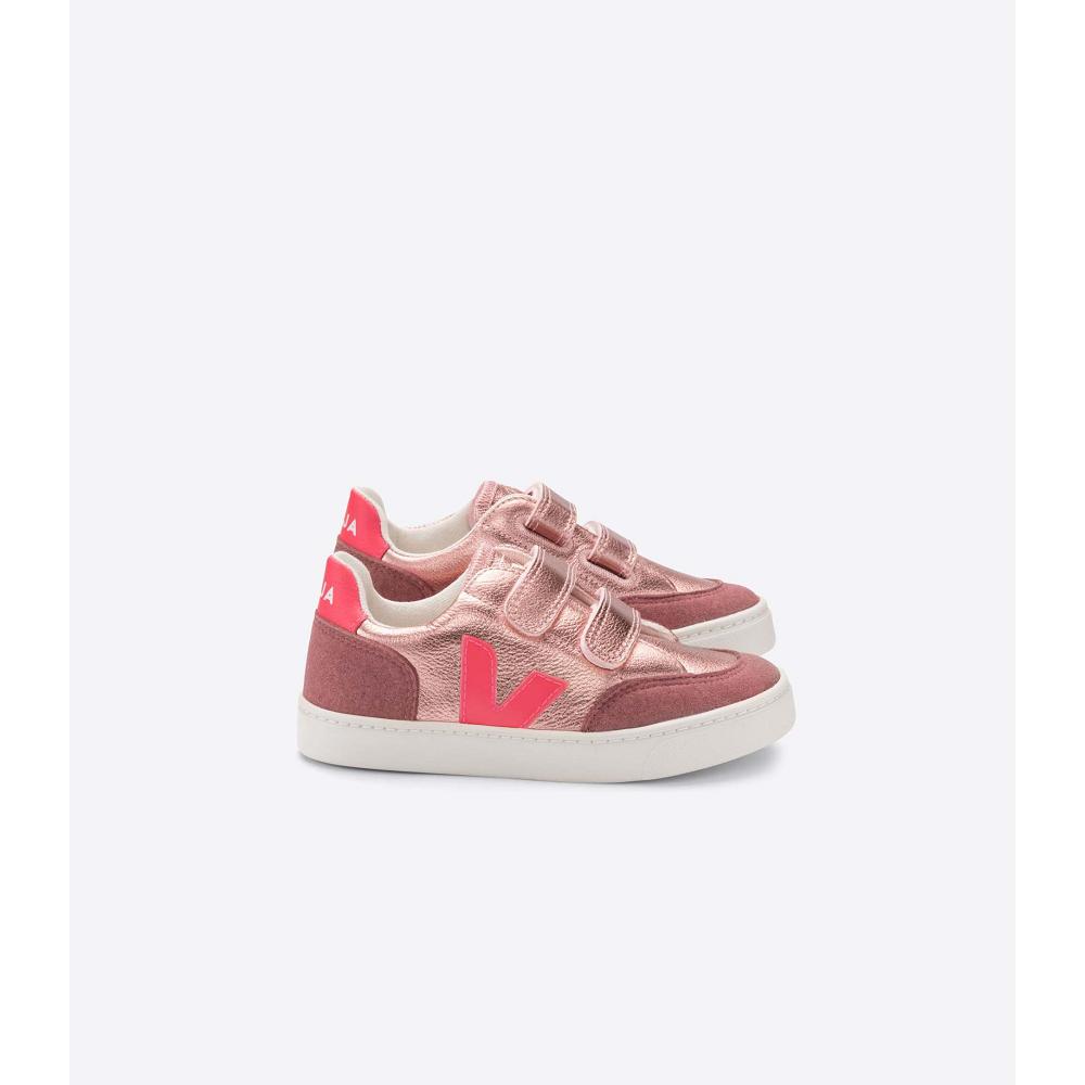 Kids\' Veja V-12 CHROMEFREE Sneakers Pink | ZA 879KOR